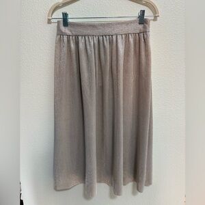 Who What Wear Gold Metallic Knee Length Skirt